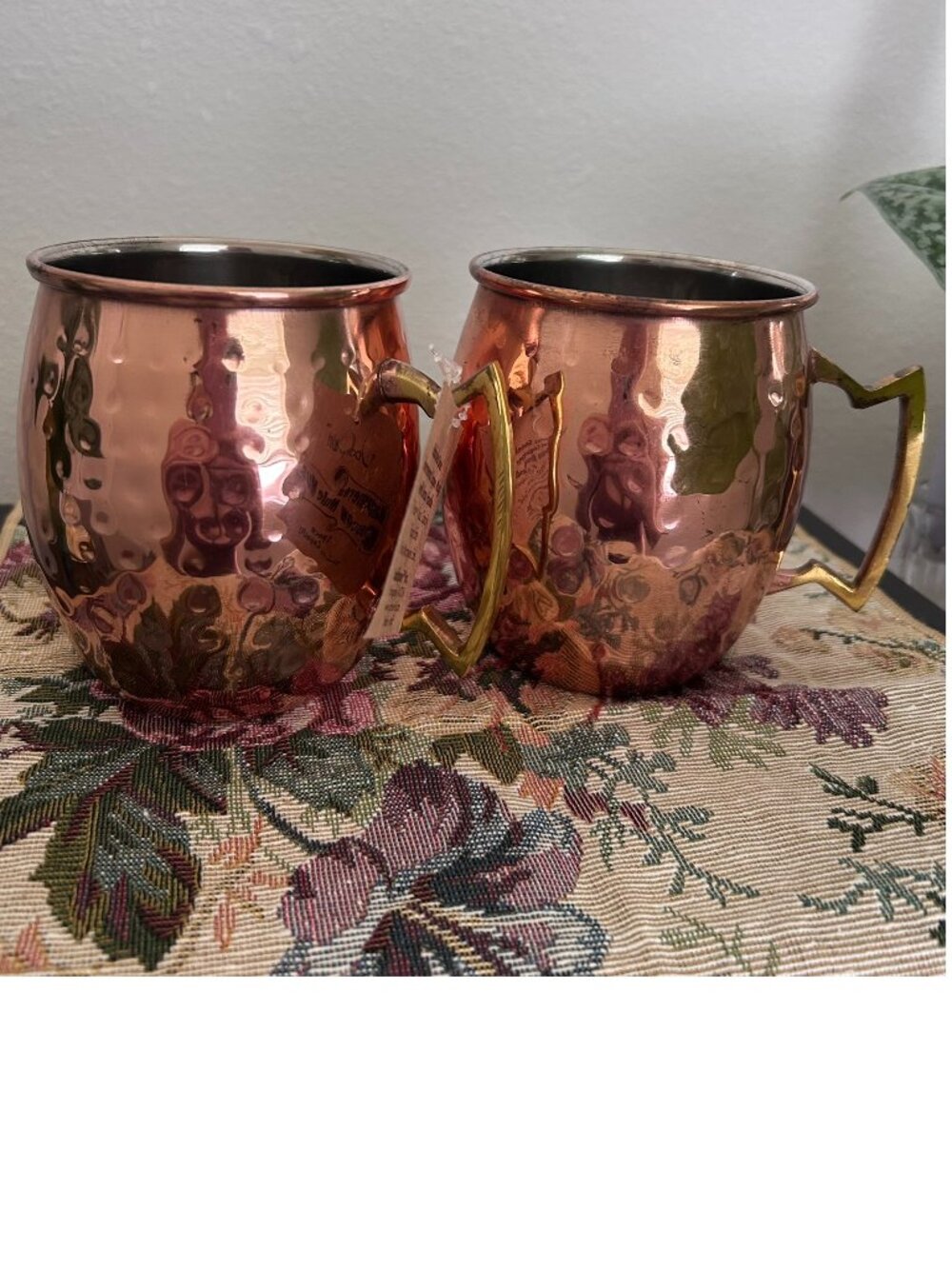 Jodhpuri Stainless Steel Hammered Copper Moscow Mule Mug 16 Oz Set of 2